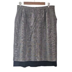 Vintage Linen Viscose Blend Pleated Skirt 16 Gray Midi Career Classic Academia